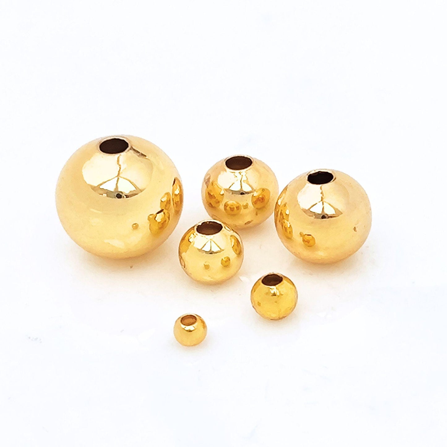 18K Gold Filled Round Brass Ball Bead Spacer Gold Beads Spacer for Bracelet Necklace Earrings Jewelry Making