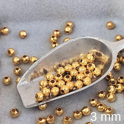 18K Gold Filled Round Brass Ball Bead Spacer Gold Beads Spacer for Bracelet Necklace Earrings Jewelry Making