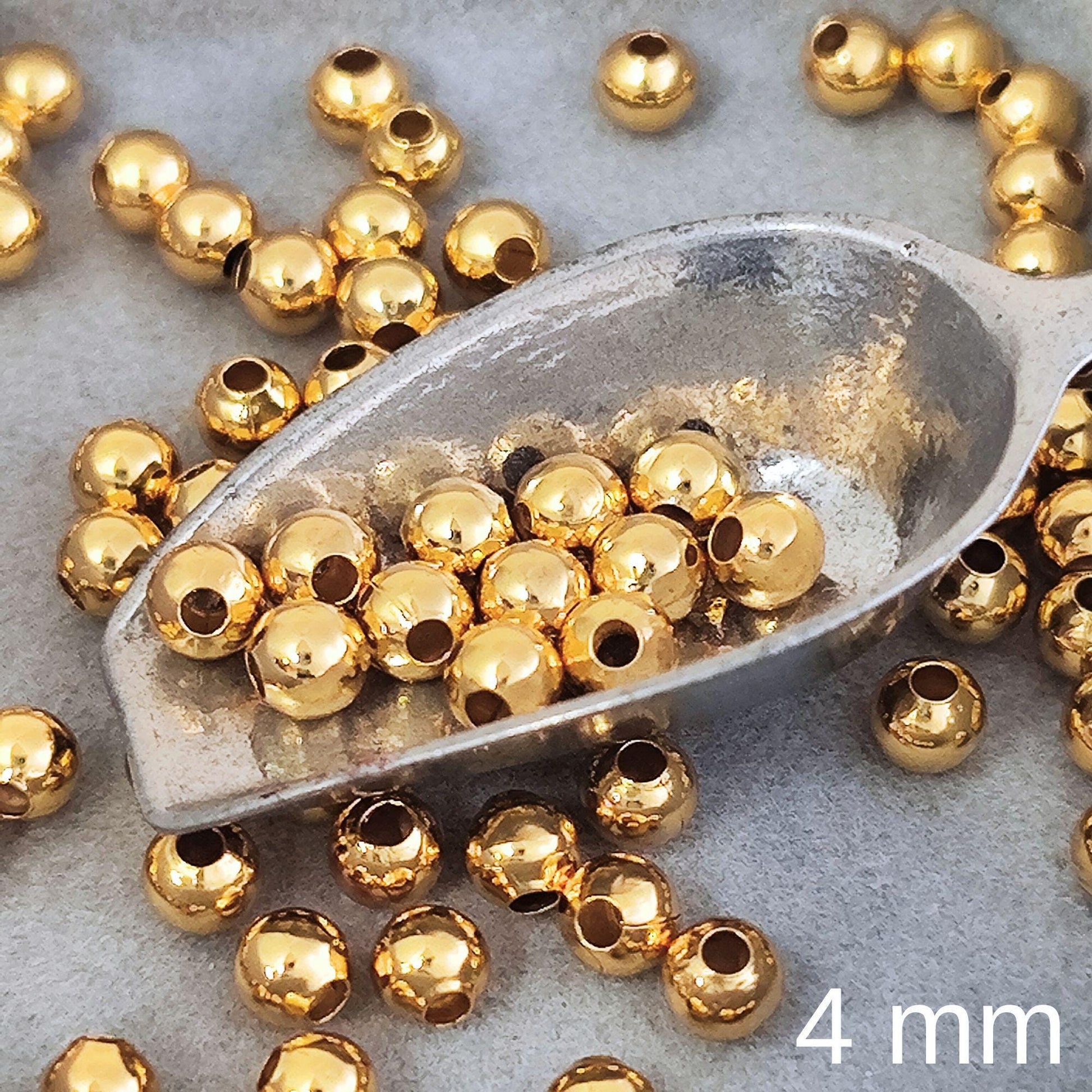 18K Gold Filled Round Brass Ball Bead Spacer Gold Beads Spacer for Bracelet Necklace Earrings Jewelry Making