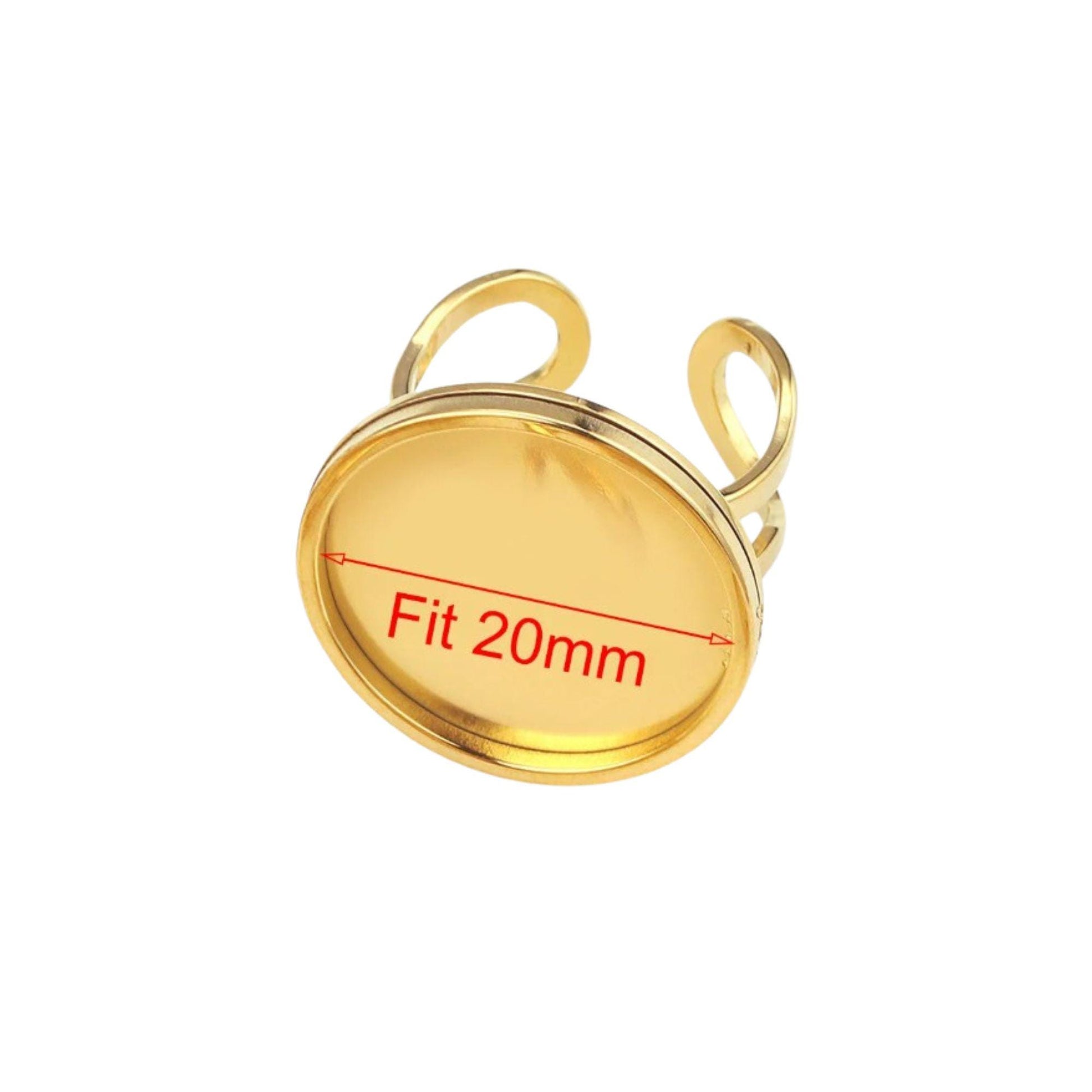 10pcs Stainless Steel 316L Round Thick Rim Ring Bezel Setting Blanks DIY Adjustable Finger Ring Base Cabochon Jewelry Findings 20mm / 25mm
