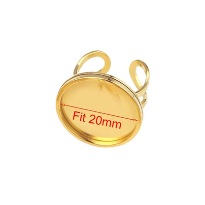 10pcs Stainless Steel 316L Round Thick Rim Ring Bezel Setting Blanks DIY Adjustable Finger Ring Base Cabochon Jewelry Findings 20mm / 25mm