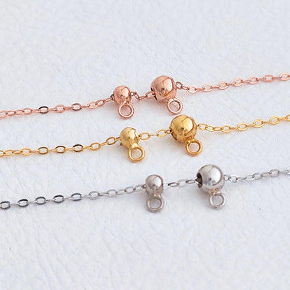 Sterling Silver Slider Stopper Clasp Bead with loop findings for adjustable Function on Dainty Necklace Bracelet Connecting Charm or Pendant