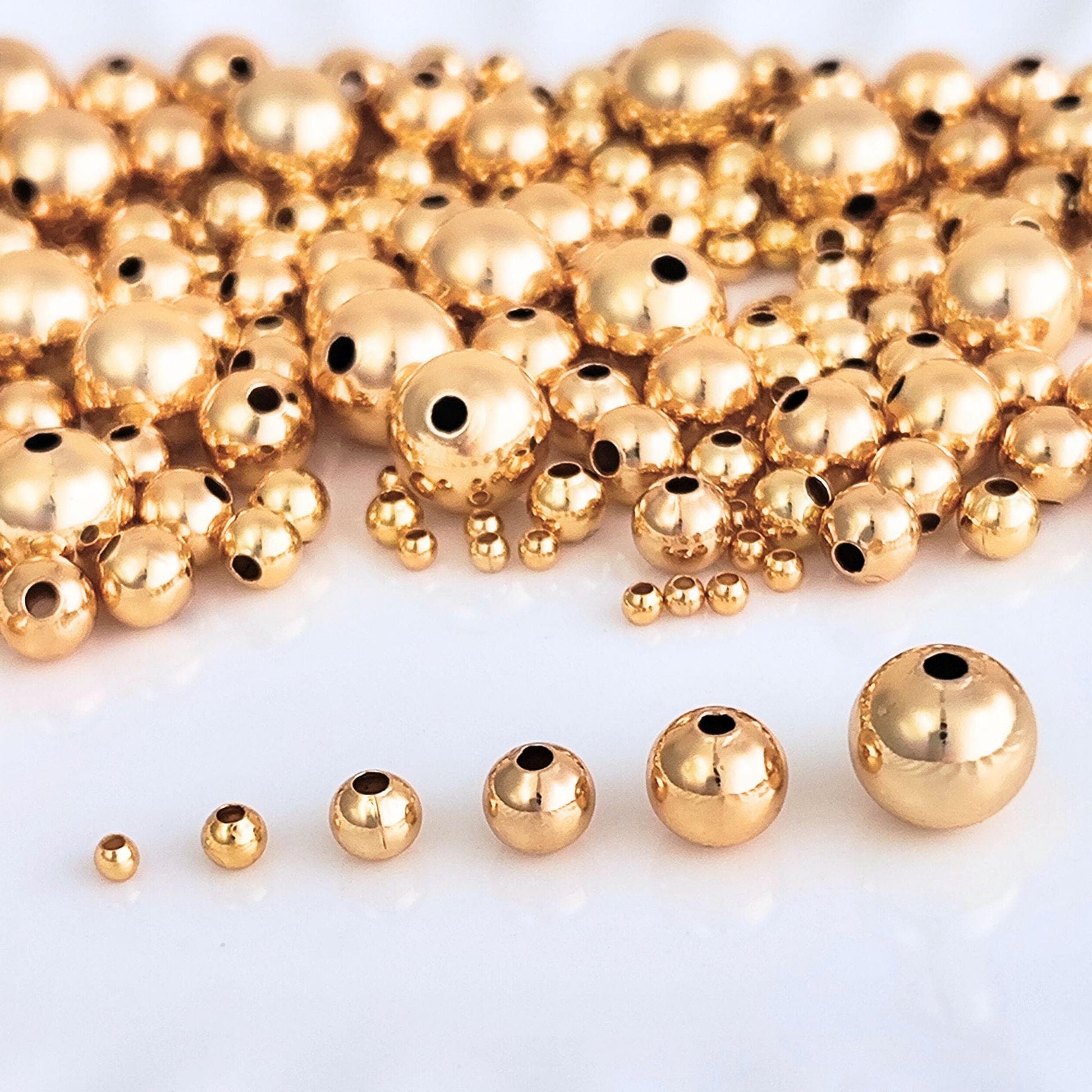 18K Gold Filled Round Brass Ball Bead Spacer Gold Beads Spacer for Bracelet Necklace Earrings Jewelry Making