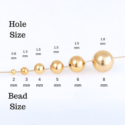 18K Gold Filled Round Brass Ball Bead Spacer Gold Beads Spacer for Bracelet Necklace Earrings Jewelry Making