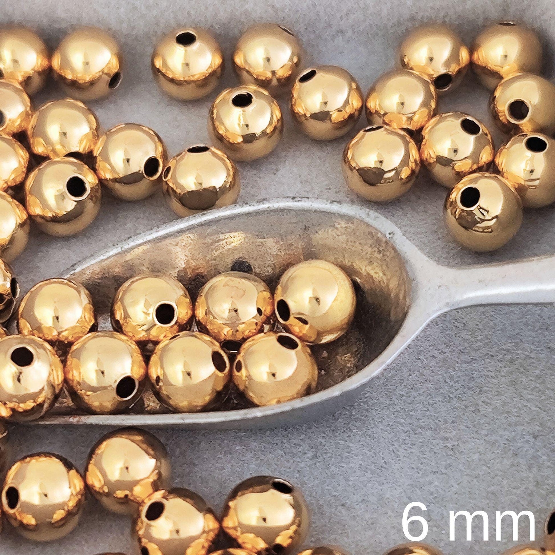 18K Gold Filled Round Brass Ball Bead Spacer Gold Beads Spacer for Bracelet Necklace Earrings Jewelry Making