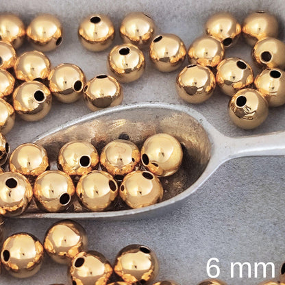18K Gold Filled Round Brass Ball Bead Spacer Gold Beads Spacer for Bracelet Necklace Earrings Jewelry Making
