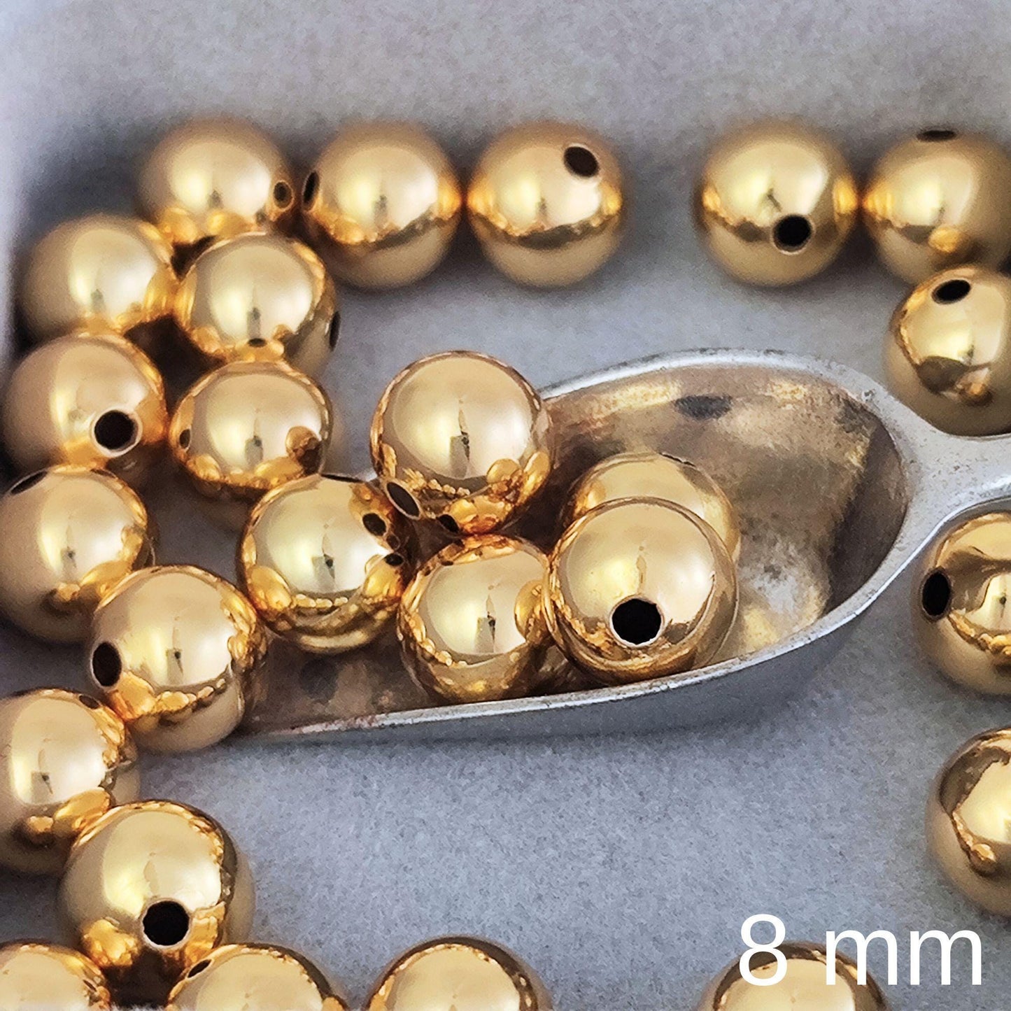 18K Gold Filled Round Brass Ball Bead Spacer Gold Beads Spacer for Bracelet Necklace Earrings Jewelry Making