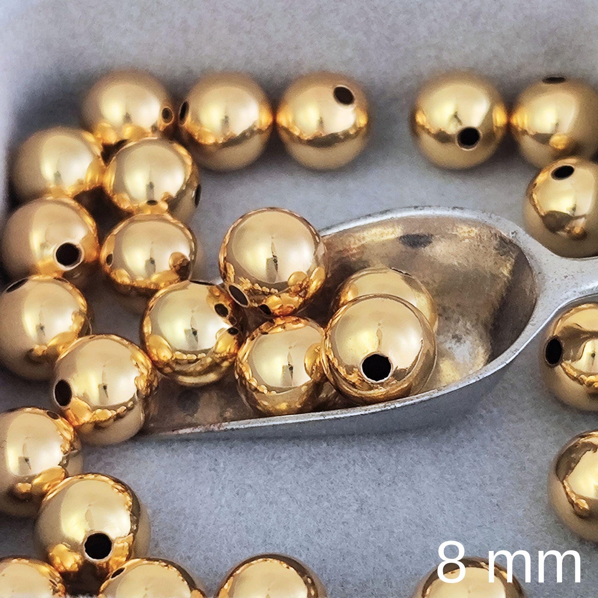 18K Gold Filled Round Brass Ball Bead Spacer Gold Beads Spacer for Bracelet Necklace Earrings Jewelry Making