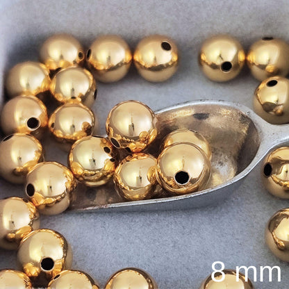 18K Gold Filled Round Brass Ball Bead Spacer Gold Beads Spacer for Bracelet Necklace Earrings Jewelry Making