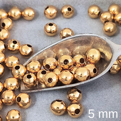18K Gold Filled Round Brass Ball Bead Spacer Gold Beads Spacer for Bracelet Necklace Earrings Jewelry Making