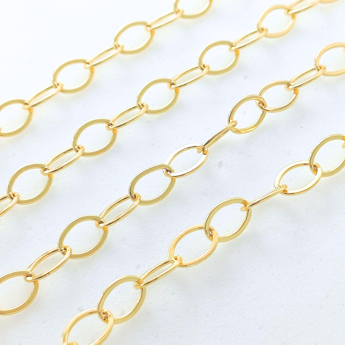 14K Gold Filled Oval Chain 8mm x 11.5 mm Large Oval Cable Brass Chains Semi Finished Rolo Chunky Chain Paperclip Necklace Chains By Meter