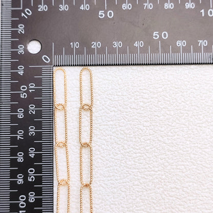 14K Gold Filled Glitter Mark Paperclip Chain Large Oval Cable Brass Chains Semi Finished Chunky Chain Paperclip Necklace Chains By Meter
