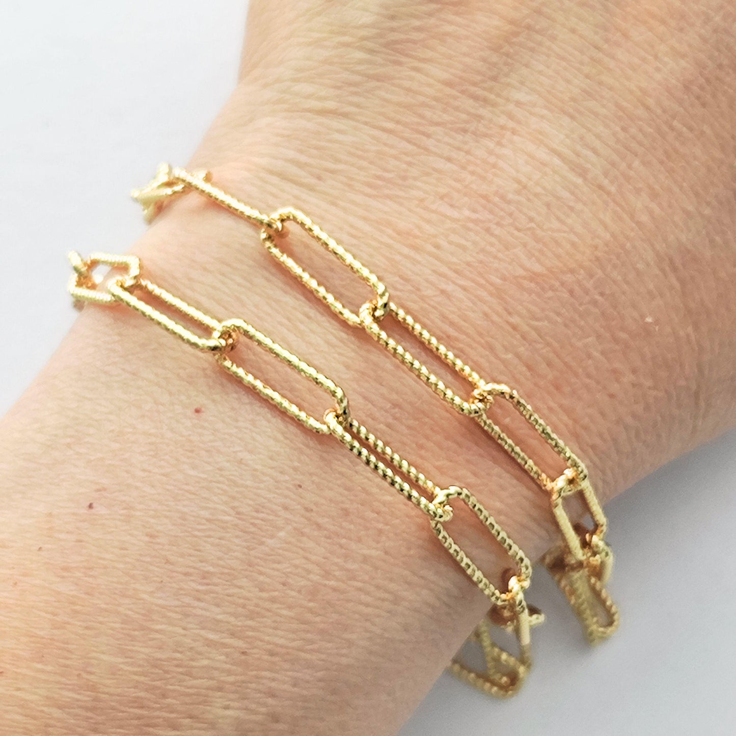 14K Gold Filled Glitter Mark Paperclip Chain Large Oval Cable Brass Chains Semi Finished Chunky Chain Paperclip Necklace Chains By Meter
