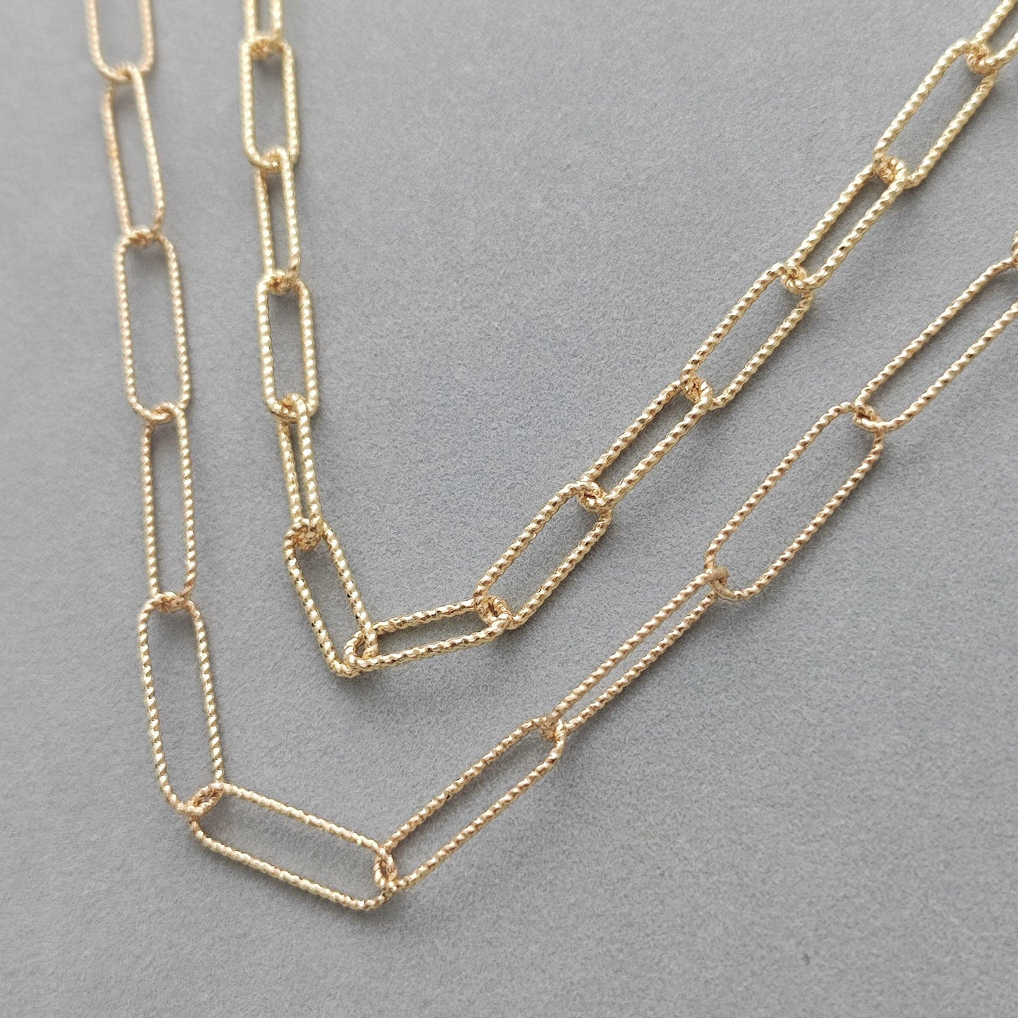 14K Gold Filled Glitter Mark Paperclip Chain Large Oval Cable Brass Chains Semi Finished Chunky Chain Paperclip Necklace Chains By Meter