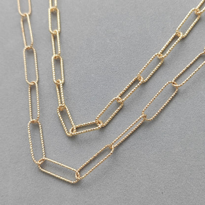 14K Gold Filled Glitter Mark Paperclip Chain Large Oval Cable Brass Chains Semi Finished Chunky Chain Paperclip Necklace Chains By Meter