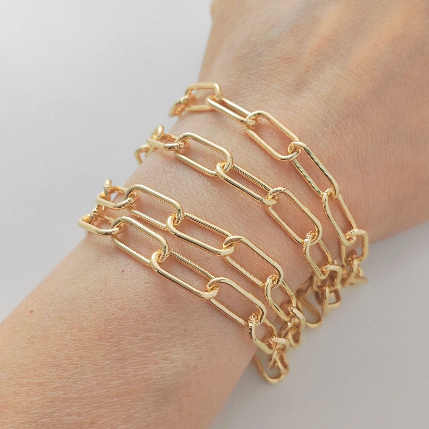14K Gold Filled Paperclip Chain 7mm x 16.5 mm Large Oval Cable Brass Chains Semi Finished Chunky Chain Paperclip Necklace Chains By Meter