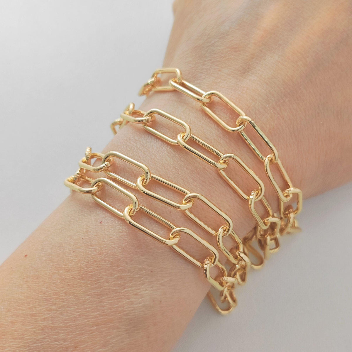 14K Gold Filled Paperclip Chain 7mm x 16.5 mm Large Oval Cable Brass Chains Semi Finished Chunky Chain Paperclip Necklace Chains By Meter