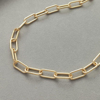 14K Gold Filled Paperclip Chain 7mm x 16.5 mm Large Oval Cable Brass Chains Semi Finished Chunky Chain Paperclip Necklace Chains By Meter