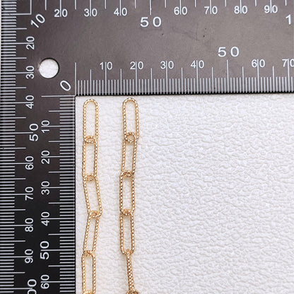 14K Gold Filled Glitter Mark Paperclip Chain Large Oval Cable Brass Chains Semi Finished Chunky Chain Paperclip Necklace Chains By Meter