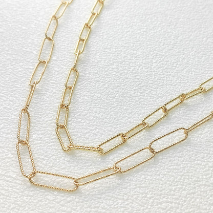 14K Gold Filled Glitter Mark Paperclip Chain Large Oval Cable Brass Chains Semi Finished Chunky Chain Paperclip Necklace Chains By Meter