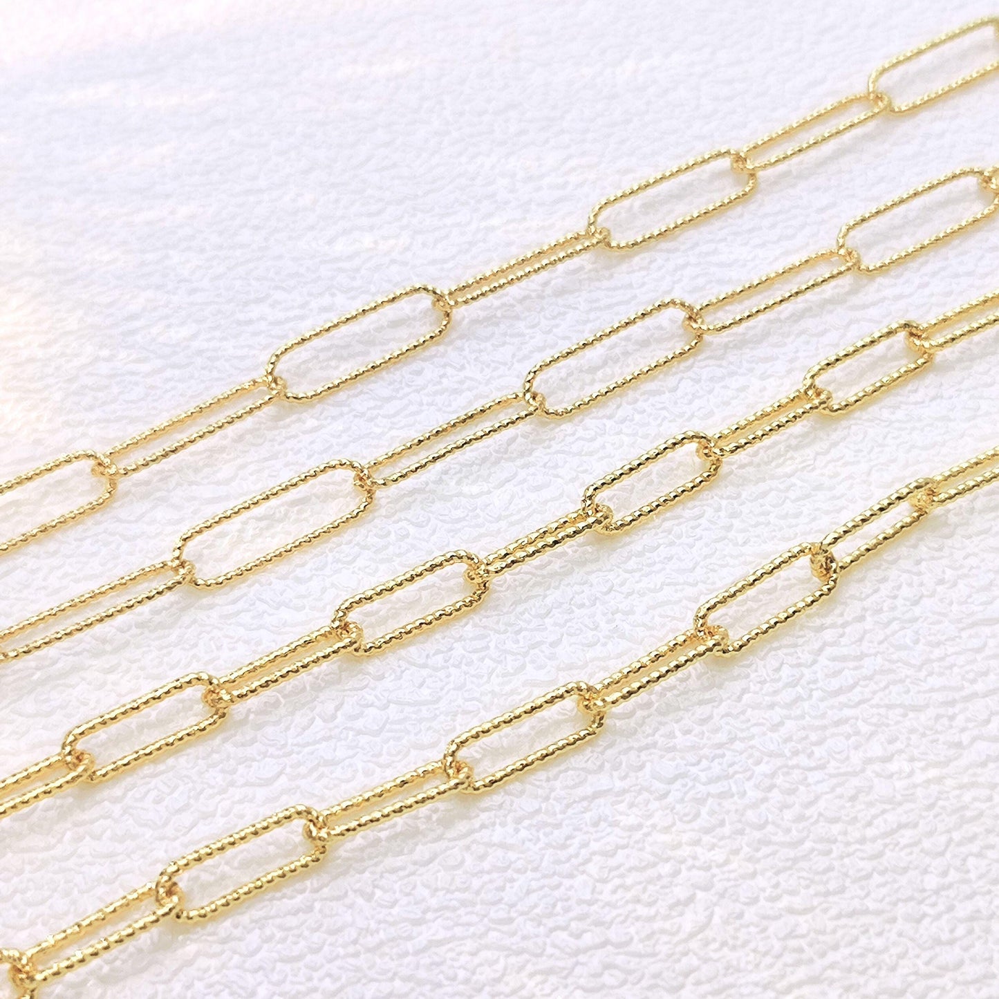 14K Gold Filled Glitter Mark Paperclip Chain Large Oval Cable Brass Chains Semi Finished Chunky Chain Paperclip Necklace Chains By Meter