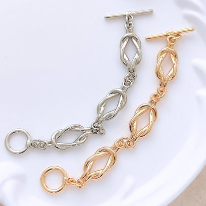 14K Gold Filled Brass Extender Chain Infinity Knot Link Chain Semi Finished Chunky Chain Paperclip Chains with Toggle Clasp