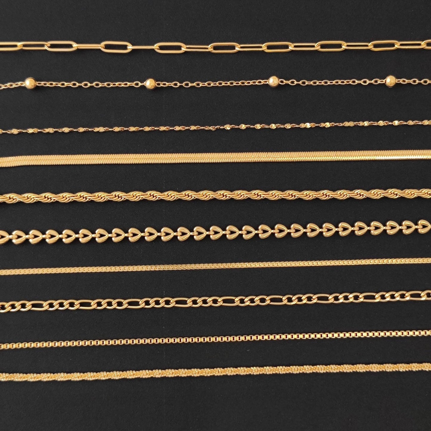 18K Gold Plated Chain Bracelet Set of 5, Tarnish Resistant Stackable Layered Herringbone Paperclip Wholesale Jewelry Gift for Her