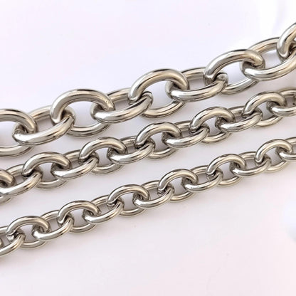 Unisex Stainless Steel Chunky Oval Link Chain Bracelet with Toggle Clasp, Waterproof Bold Rolo Cable Chain Wholesale Mens Jewelry Gift