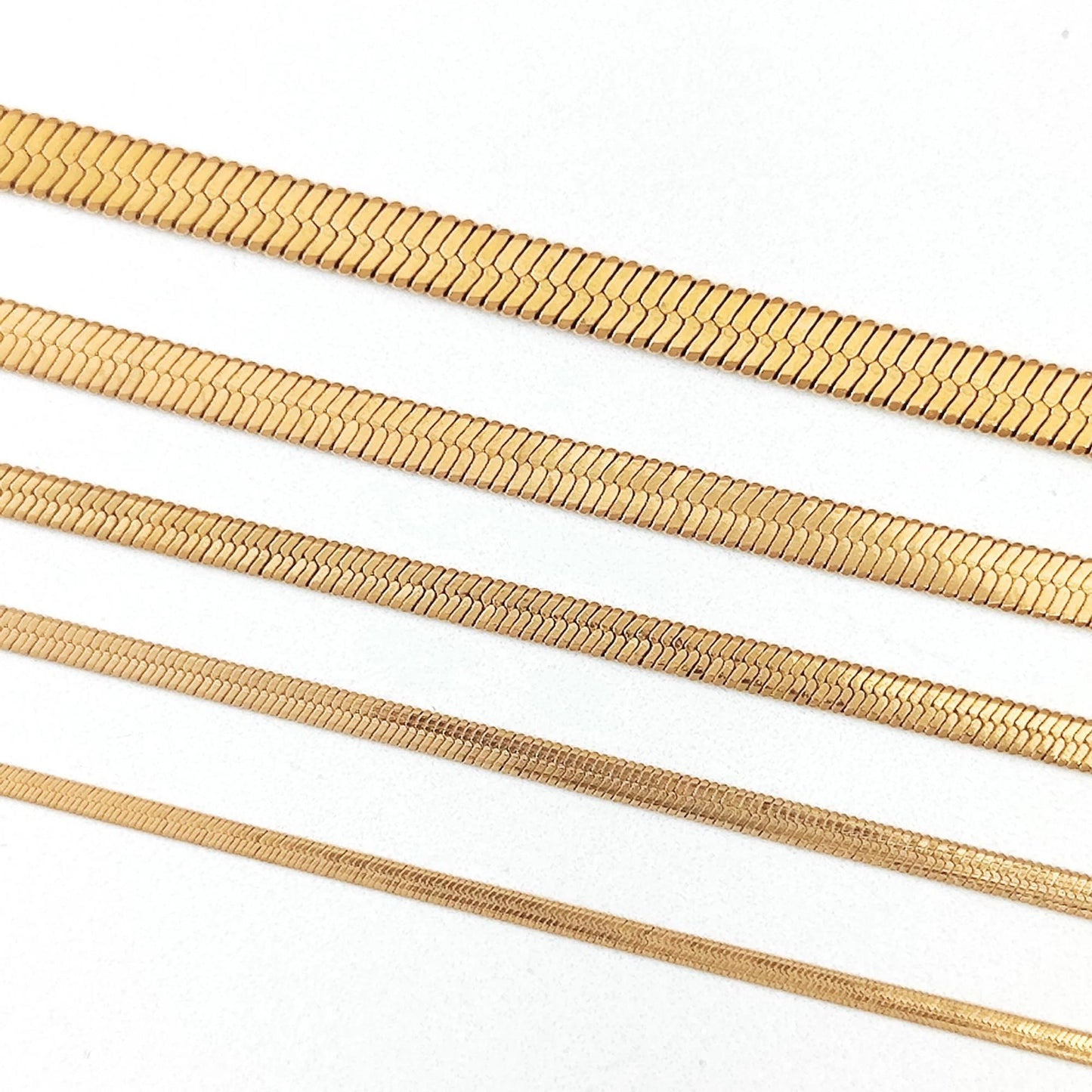 18K Gold Plated Herringbone Chain Necklace, Stainless Steel Layering Necklace