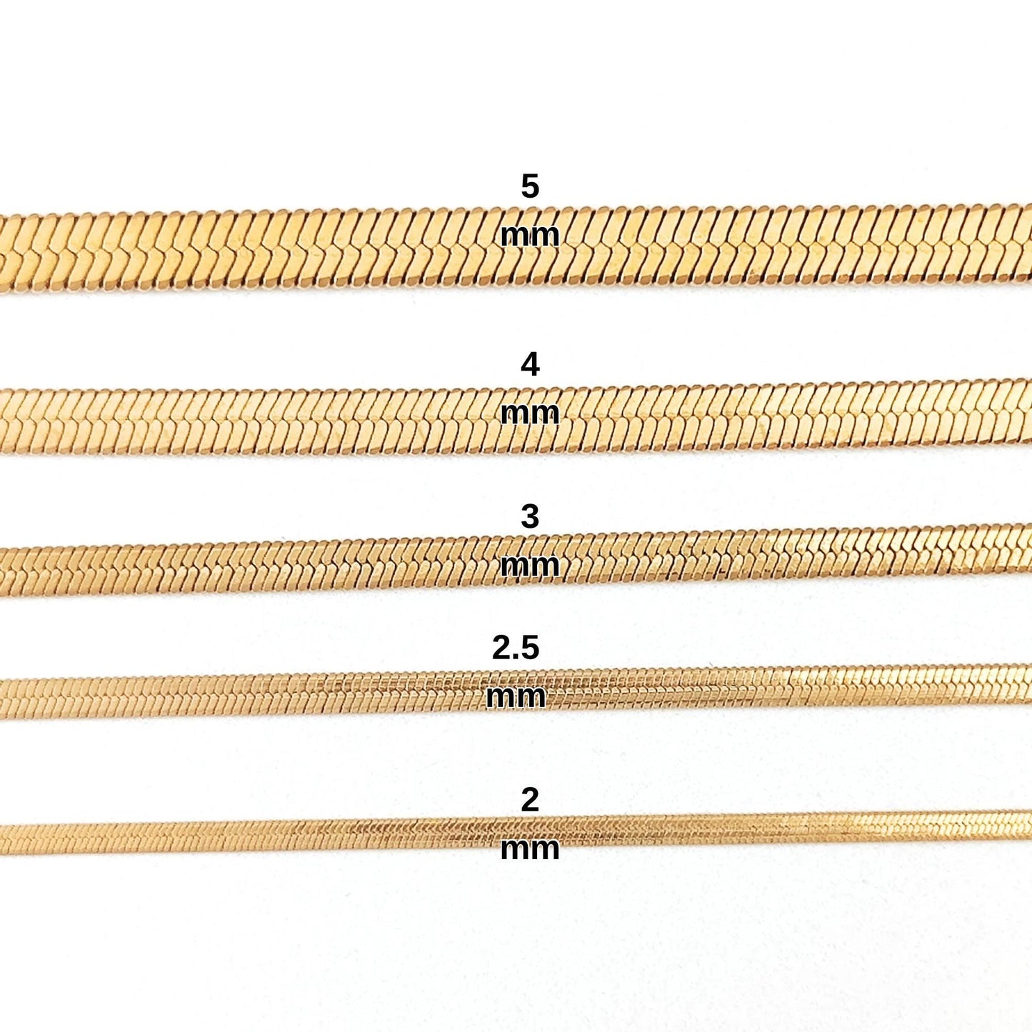 18K Gold Plated Herringbone Chain Necklace, Stainless Steel Layering Necklace