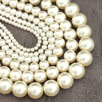 Glass Pearl Beads, Cream White 3mm 4mm 6mm 8mm 10mm 12mm by Strand Jewelry Making Supplies Necklace, Bracelet, Earrings
