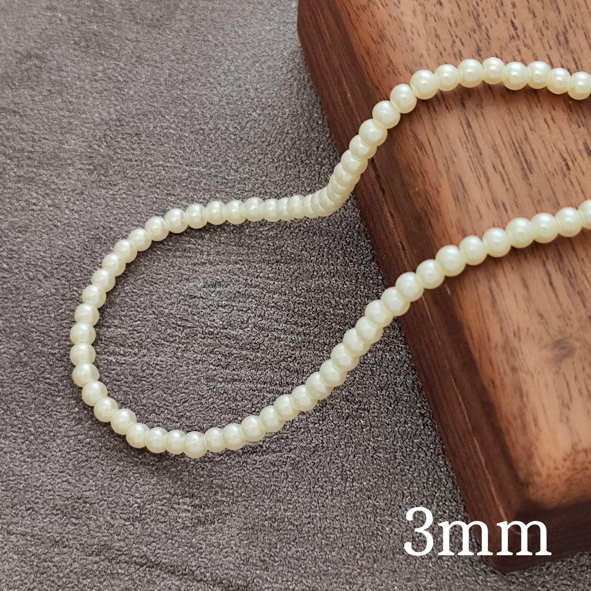 Glass Pearl Beads, Cream White 3mm 4mm 6mm 8mm 10mm 12mm by Strand Jewelry Making Supplies Necklace, Bracelet, Earrings