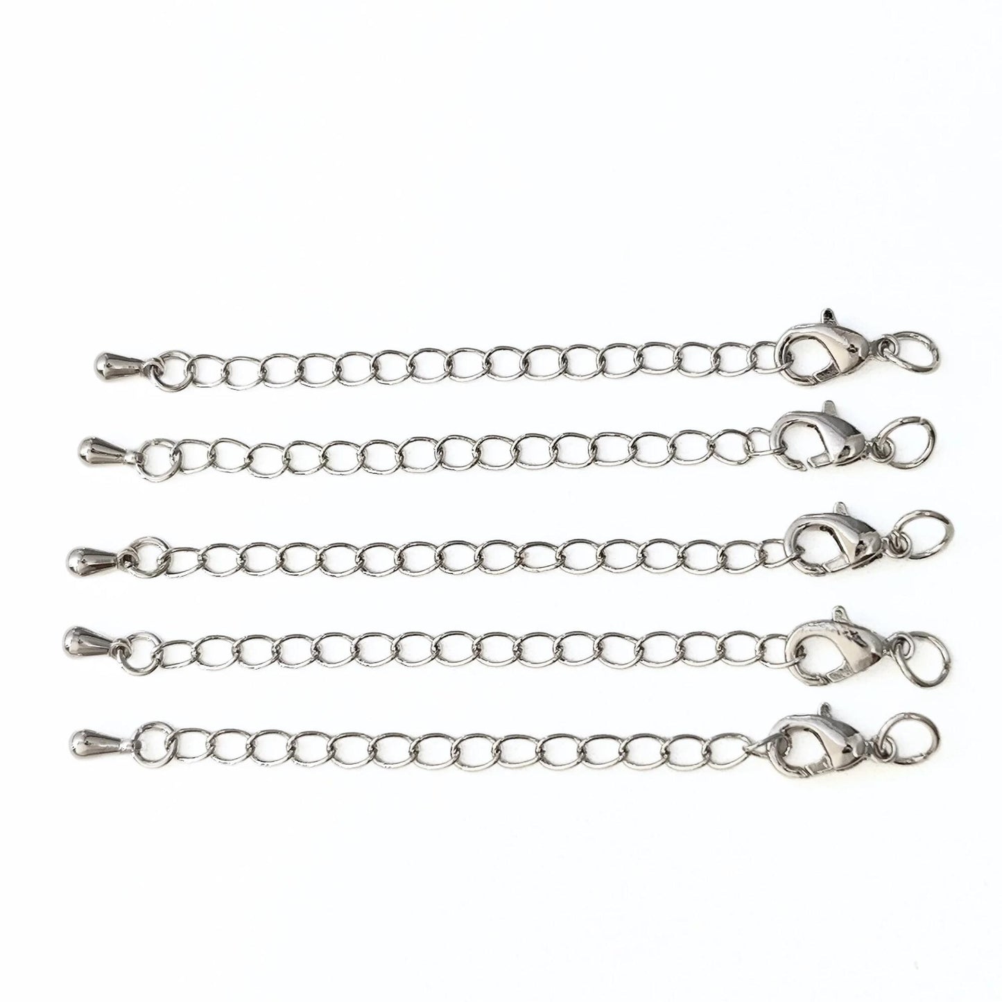 10pcs/50pcs/100pcs 18K Brass Gold Plated Chain Extender for Necklace Bracelet Findings Lobster Claw Clasps Extender with Drop End