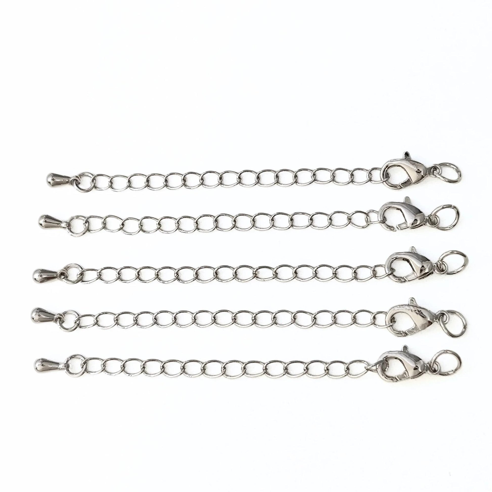 10pcs/50pcs/100pcs 18K Brass Gold Plated Chain Extender for Necklace Bracelet Findings Lobster Claw Clasps Extender with Drop End