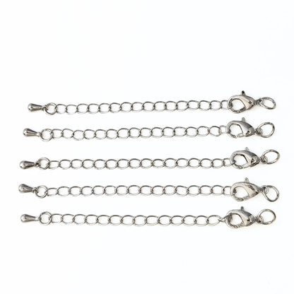 10pcs/50pcs/100pcs 18K Brass Gold Plated Chain Extender for Necklace Bracelet Findings Lobster Claw Clasps Extender with Drop End