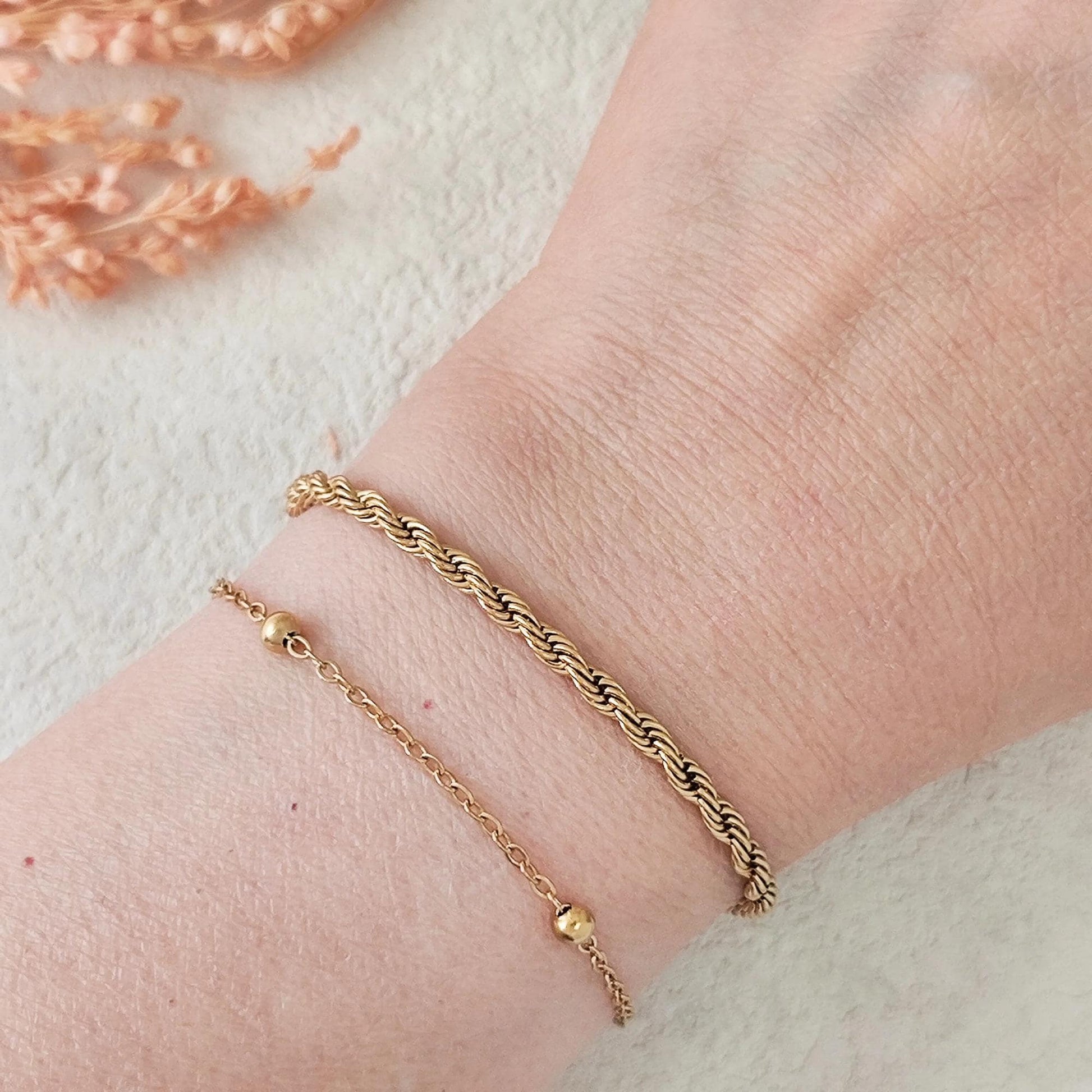 18K Gold Plated Chain Bracelet Set of 5, Tarnish Resistant Stackable Layered Herringbone Paperclip Wholesale Jewelry Gift for Her