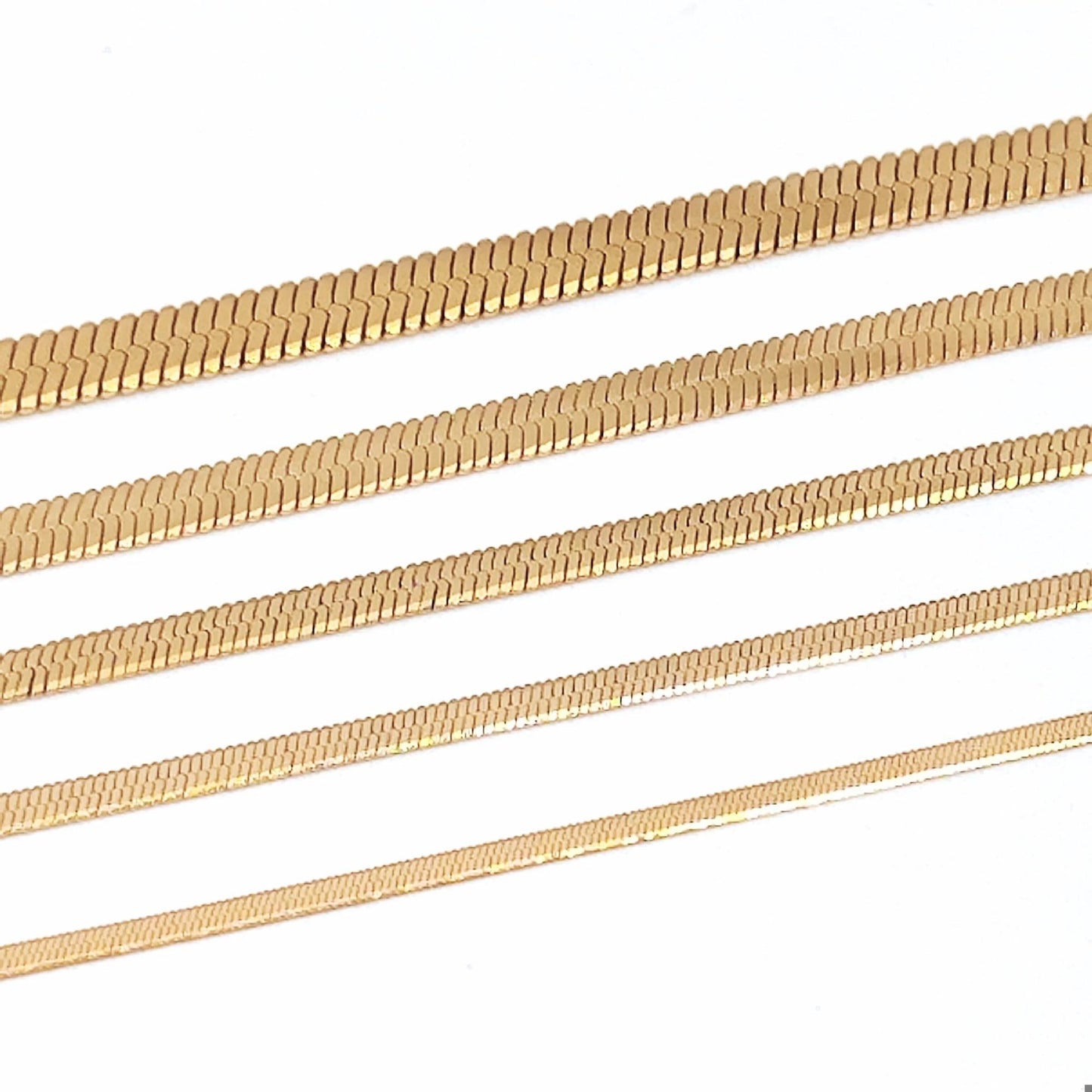18K Gold Plated Herringbone Chain Necklace, Stainless Steel Layering Necklace