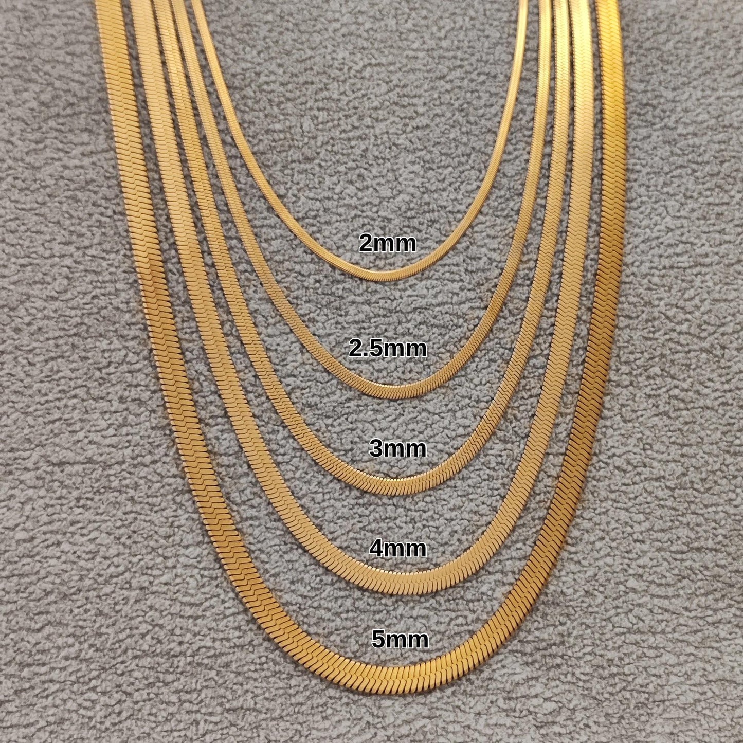 18K Gold Plated Herringbone Chain Necklace, Stainless Steel Layering Necklace