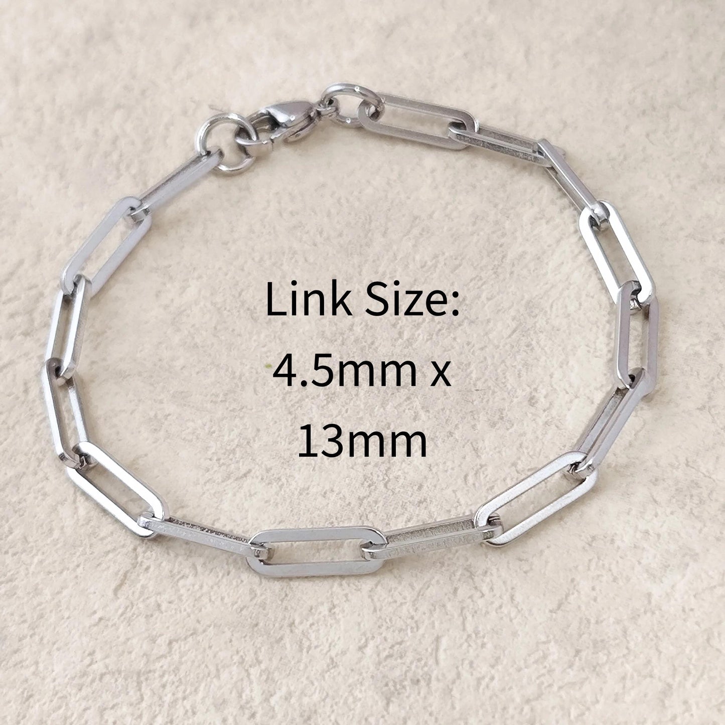Unisex Stainless Steel Chunky Paperclip Chain Bracelet with Lobster Clasp, Waterproof Elongated Link Oval Cable Wholesale Jewelry Gift