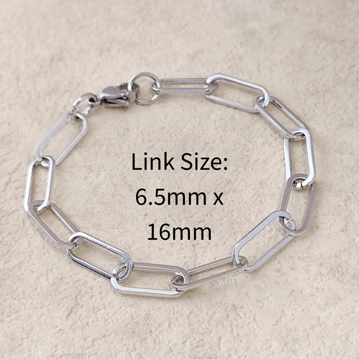 Unisex Stainless Steel Chunky Paperclip Chain Bracelet with Lobster Clasp, Waterproof Elongated Link Oval Cable Wholesale Jewelry Gift