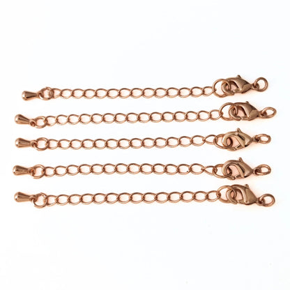 10pcs/50pcs/100pcs 18K Brass Gold Plated Chain Extender for Necklace Bracelet Findings Lobster Claw Clasps Extender with Drop End