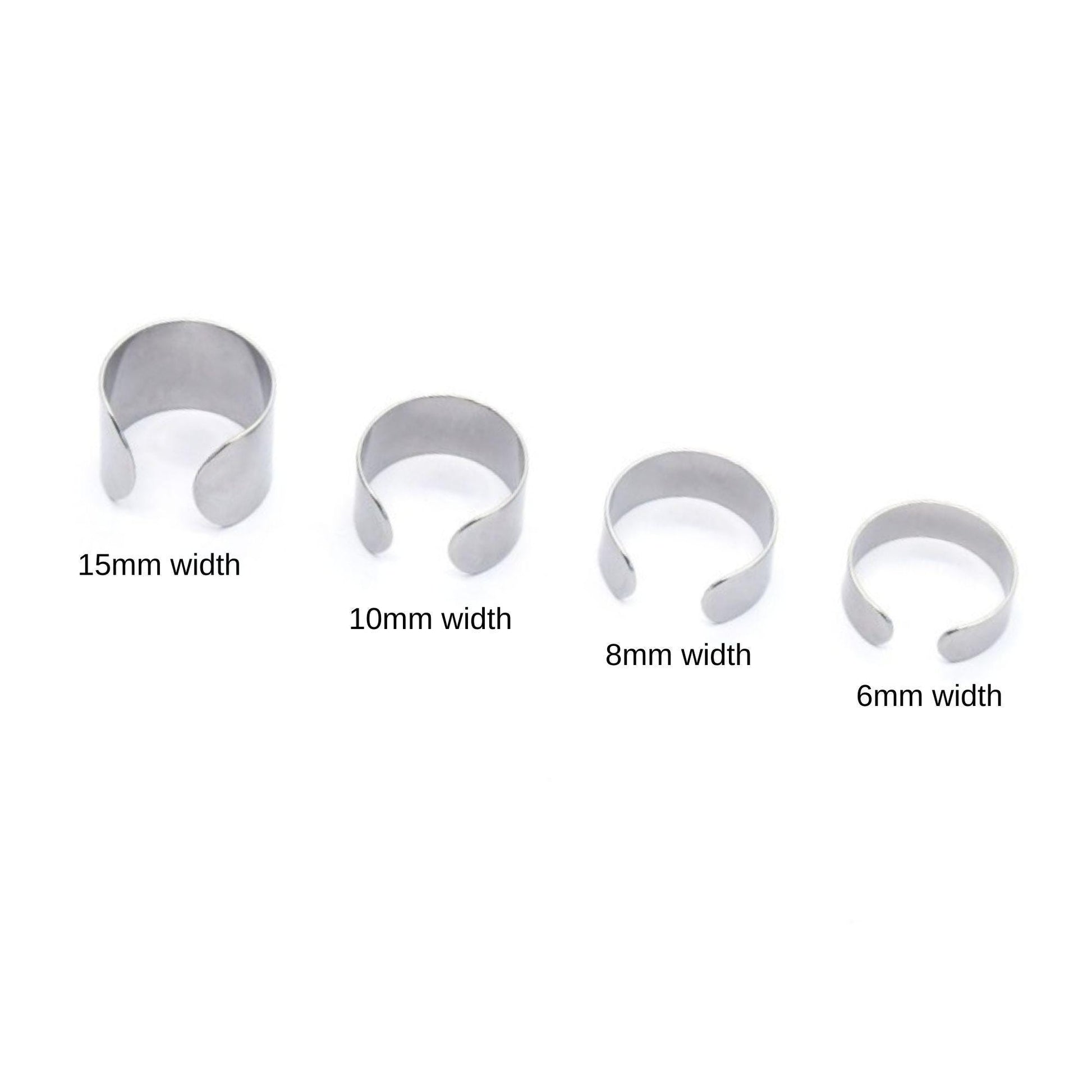 Stainless Steel Open C Ring Blanks, DIY Jewelry Findings (6mm/10mm/15mm)