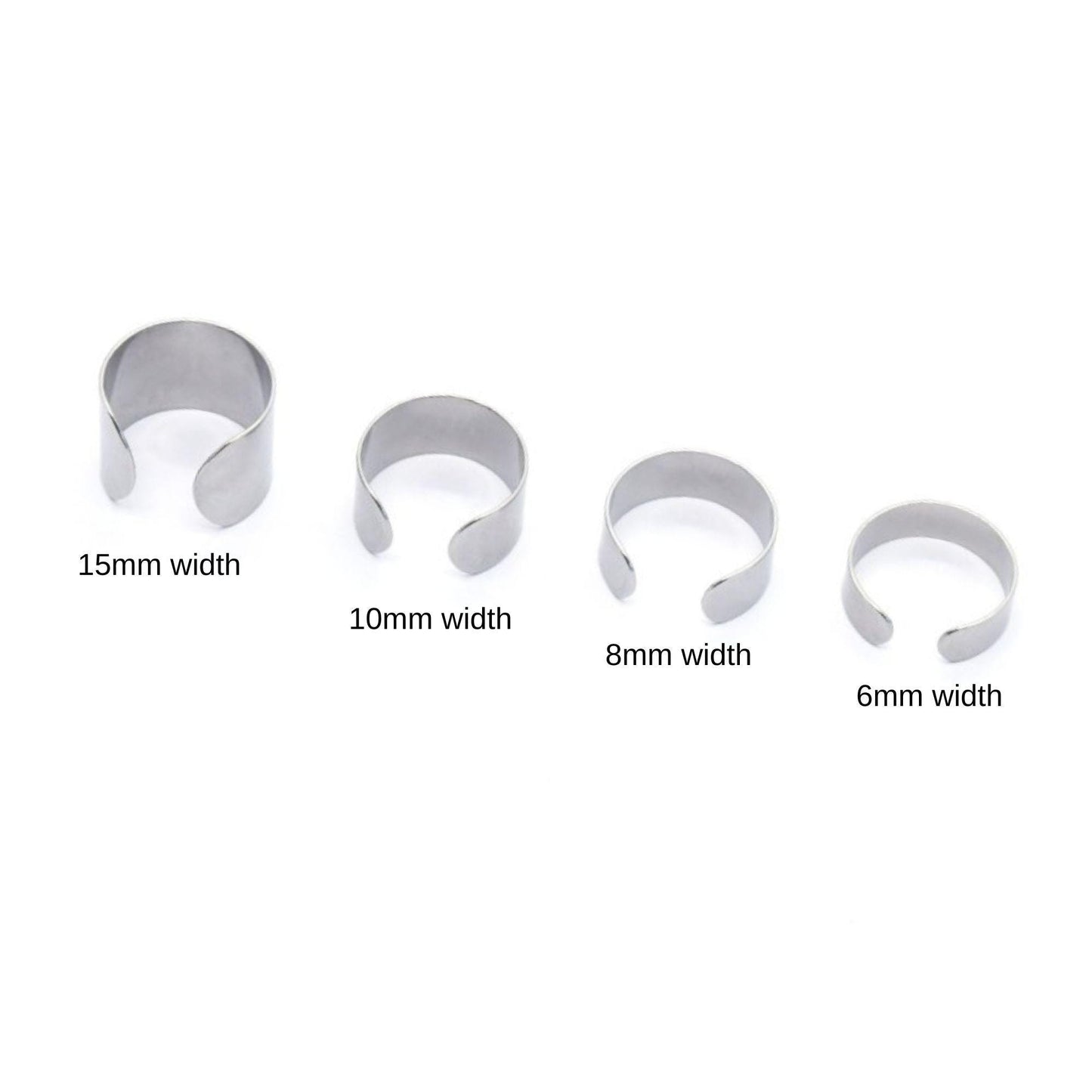 Stainless Steel Open C Ring Blanks, DIY Jewelry Findings (6mm/10mm/15mm)