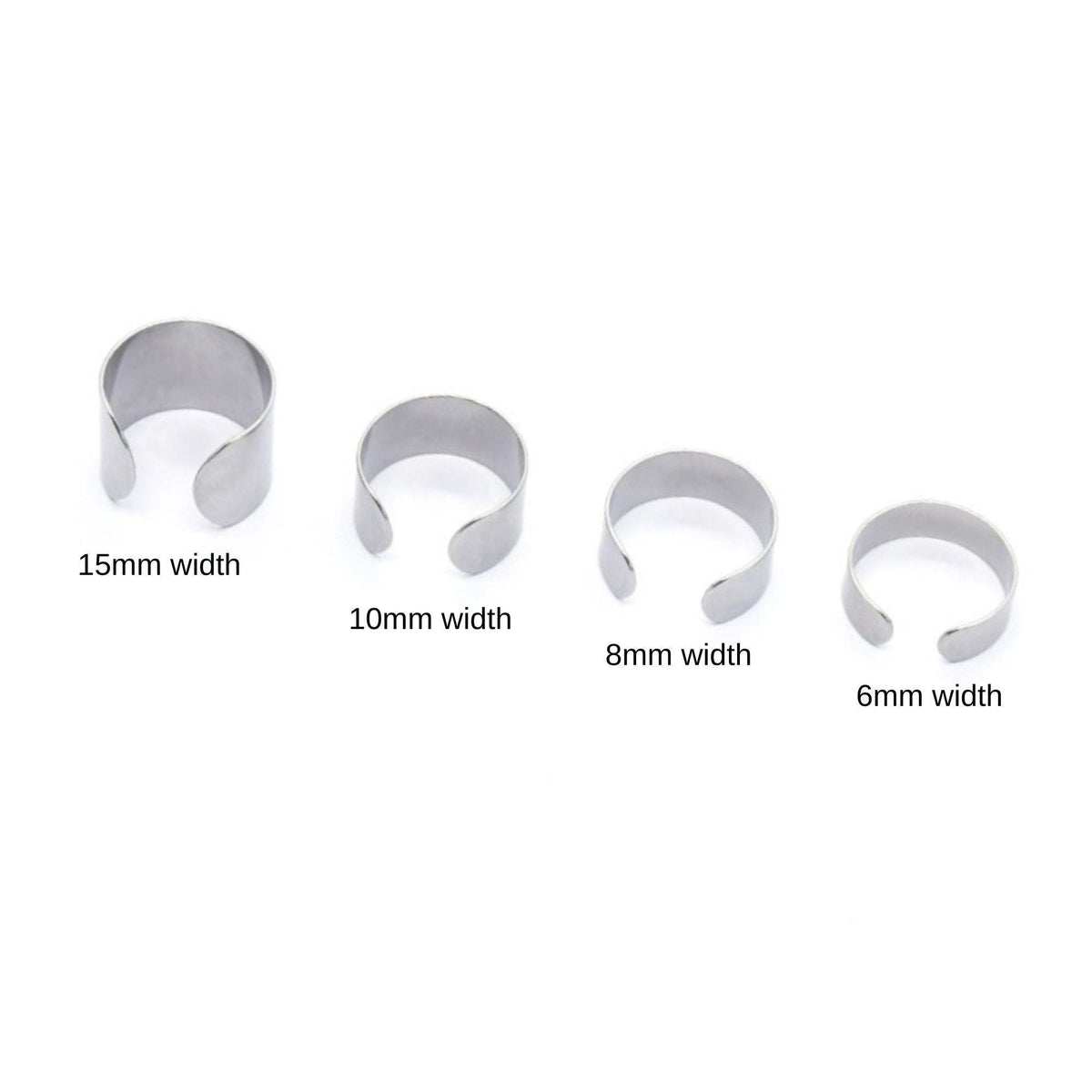 Stainless Steel Open C Ring Blanks, DIY Jewelry Findings (6mm/10mm/15mm)