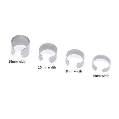Stainless Steel Open C Ring Blanks, DIY Jewelry Findings (6mm/10mm/15mm)