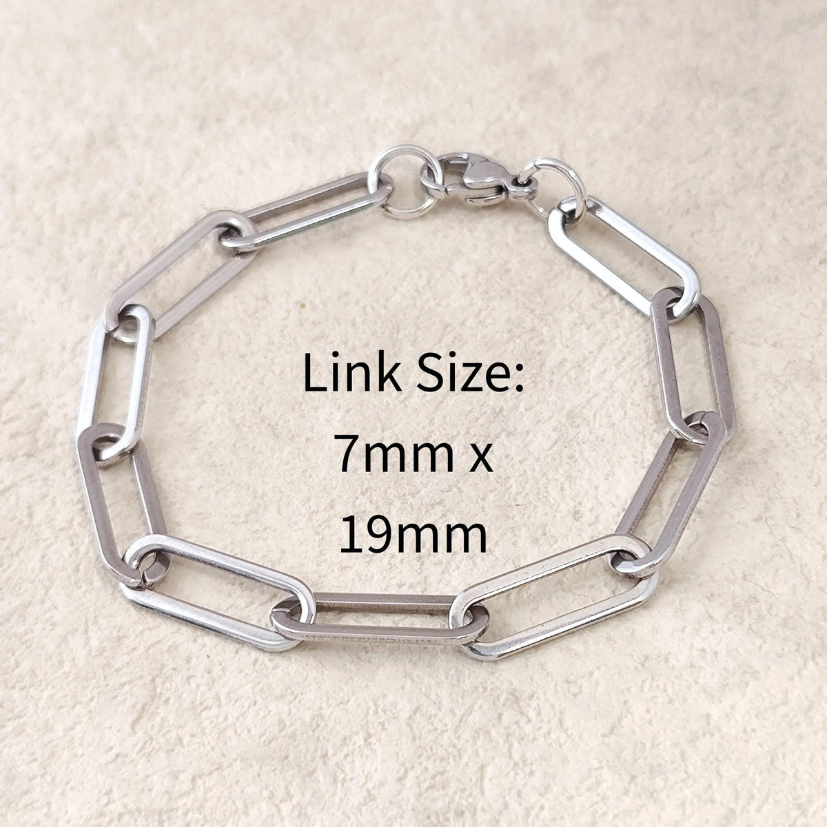Unisex Stainless Steel Chunky Paperclip Chain Bracelet with Lobster Clasp, Waterproof Elongated Link Oval Cable Wholesale Jewelry Gift