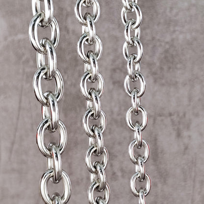 Stainless Steel Chunky Oval Link Chain By Meter, Waterproof Bold Rolo Cable Chain Wholesale Mens Unisex Jewelry Gift 8mm, 9mm, 12mm