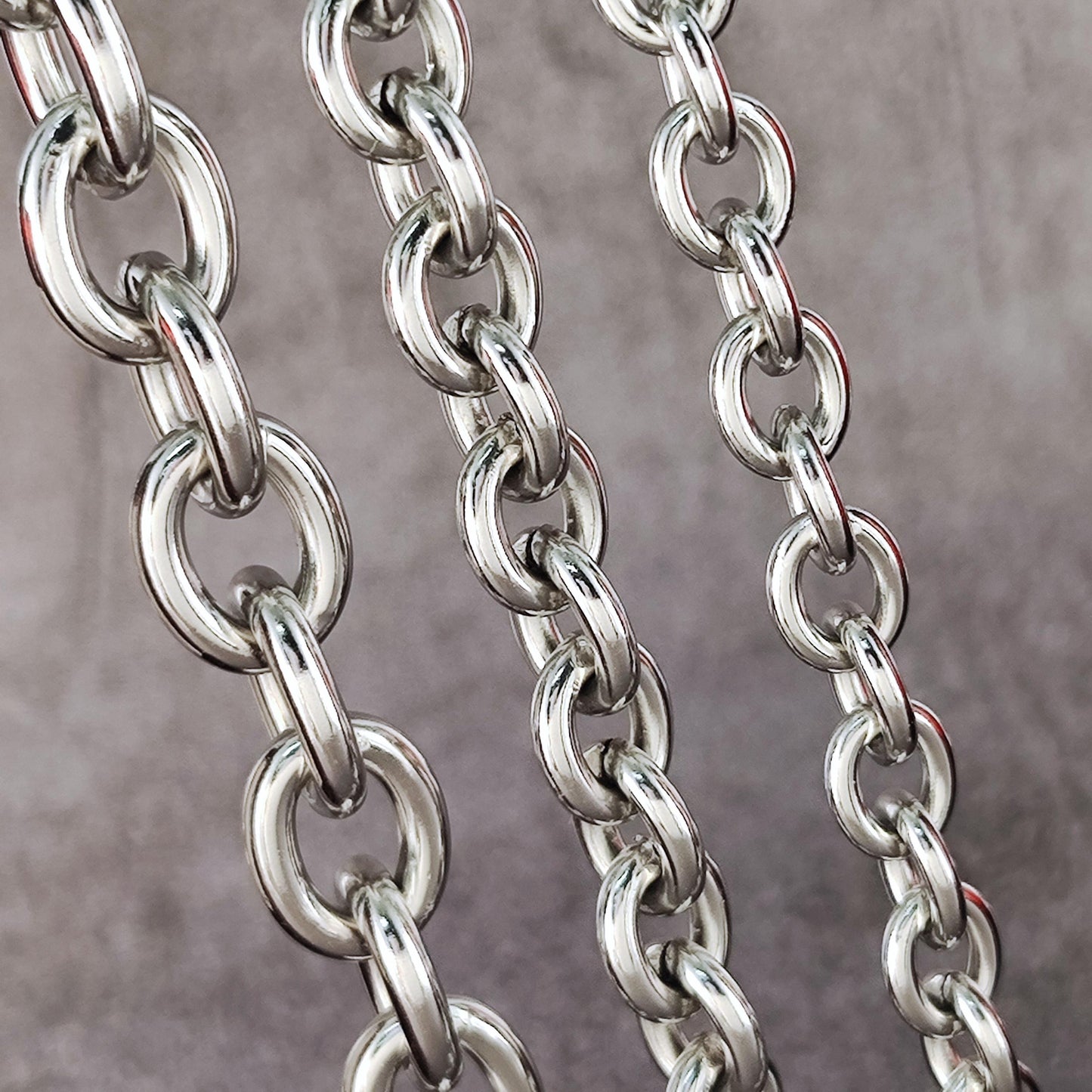 Stainless Steel Chunky Oval Link Chain By Meter, Waterproof Bold Rolo Cable Chain Wholesale Mens Unisex Jewelry Gift 8mm, 9mm, 12mm
