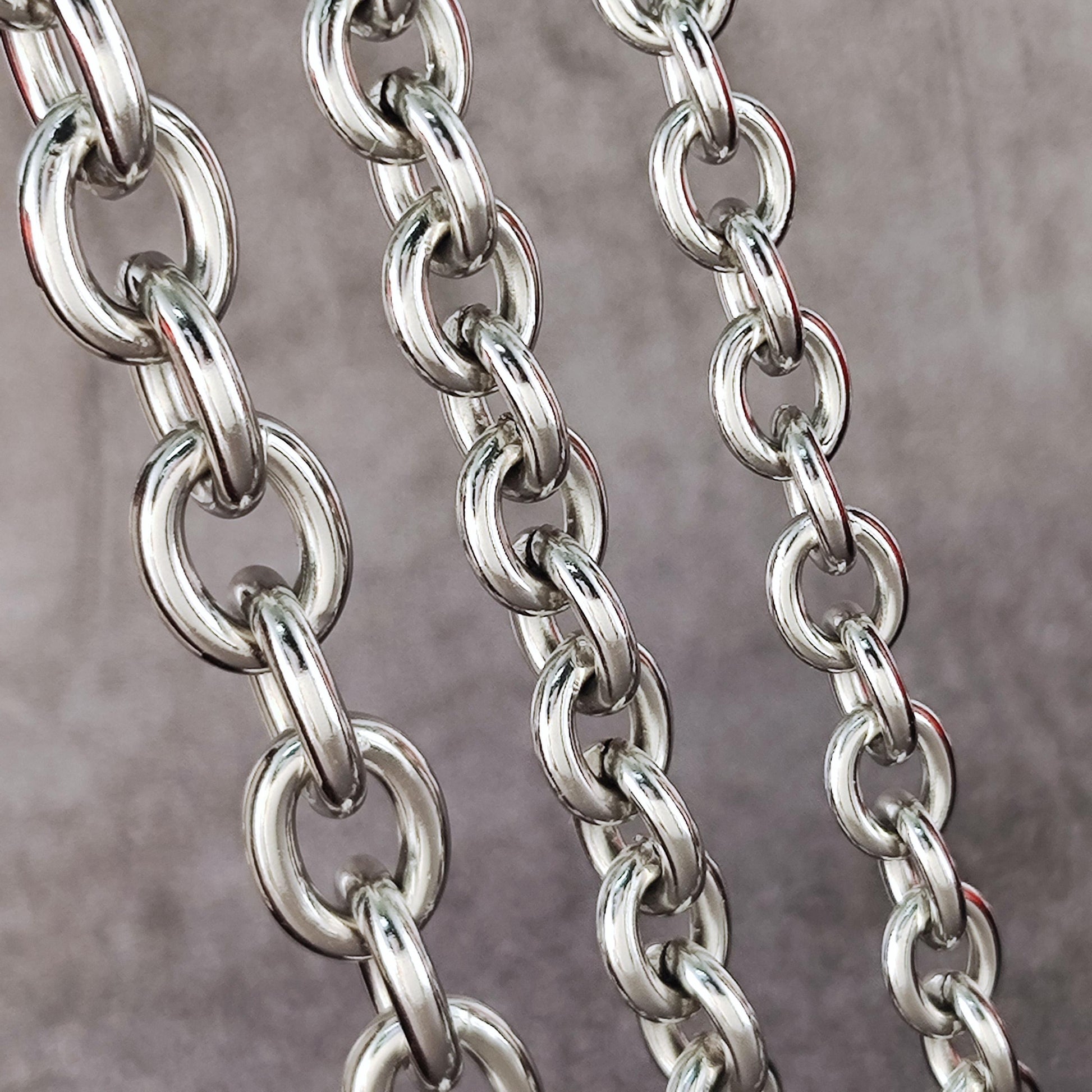 Stainless Steel Chunky Oval Link Chain By Meter, Waterproof Bold Rolo Cable Chain Wholesale Mens Unisex Jewelry Gift 8mm, 9mm, 12mm