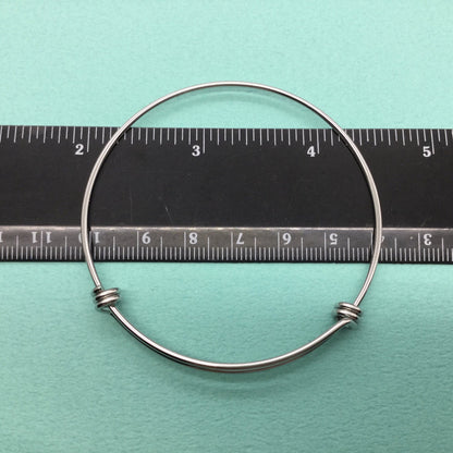 Bulk Lot 50 pcs Stainless Steel Adjustable Wire Bangle Bracelet 3 Loops Wrap Silver Tone 60mm